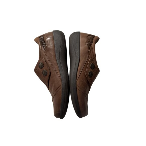 Aetrex  Womens Brown Leather Slip-On Shoes With Braided Decorative Size 9 - Picture 5 of 9